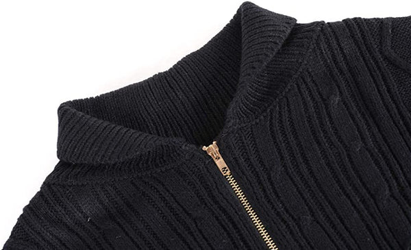 Men's Ash Black Cable Knit Long Sleeve Cardigan Outerwear