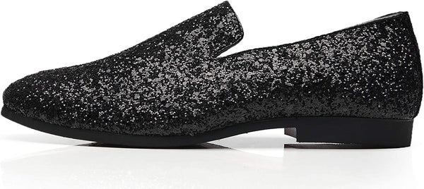 Glittered Black Metallic Elegant Men's Loafer