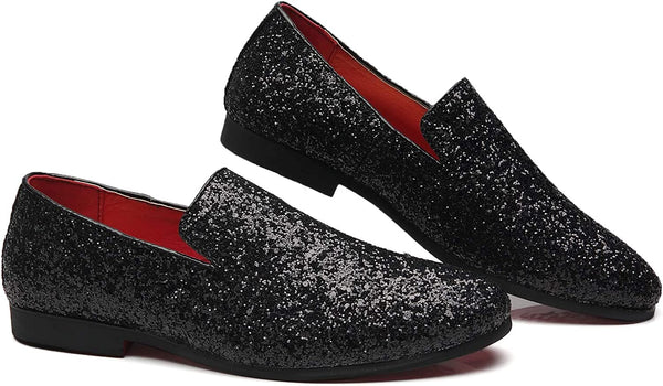 Glittered Black Metallic Elegant Men's Loafer