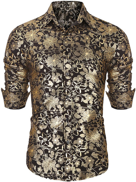 Red Luxuric Design Print Slim Fit Long Sleeve Shirts