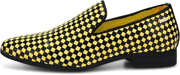 Casual Checkerboard Yellow Loafers Lightweight Men's Shoe