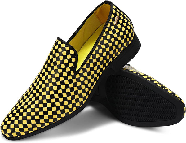 Casual Checkerboard Yellow Loafers Lightweight Men's Shoe