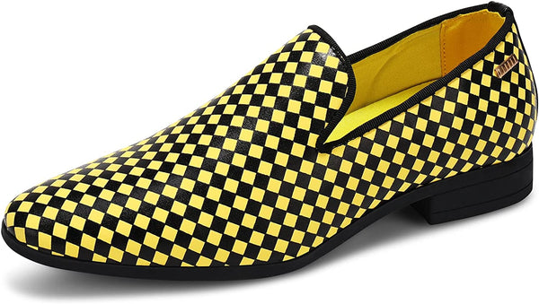 Casual Checkerboard Yellow Loafers Lightweight Men's Shoe