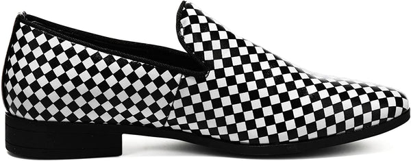 Casual Checkerboard White Loafers Lightweight Men's Shoe