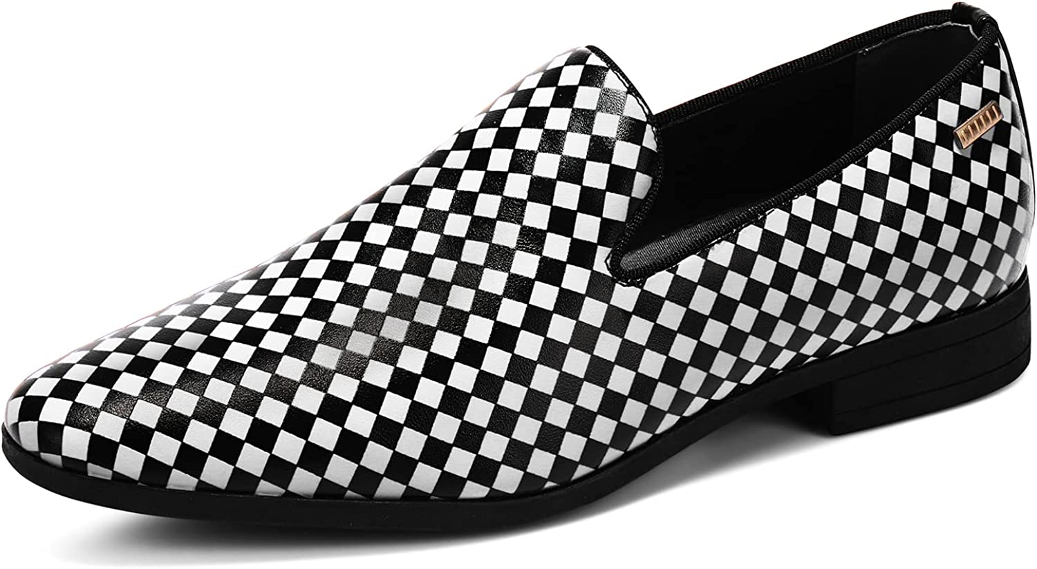 Casual Checkerboard White Loafers Lightweight Men's Shoe