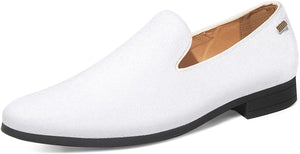 Men's White Velvet Loafers Lightweight Tuxedo Shoes