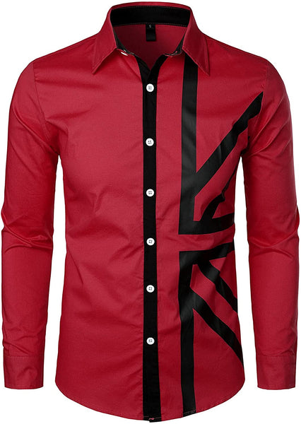 Winered Button Down Slim Fit Long Sleeve Shirt