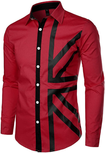 Winered Button Down Slim Fit Long Sleeve Shirt