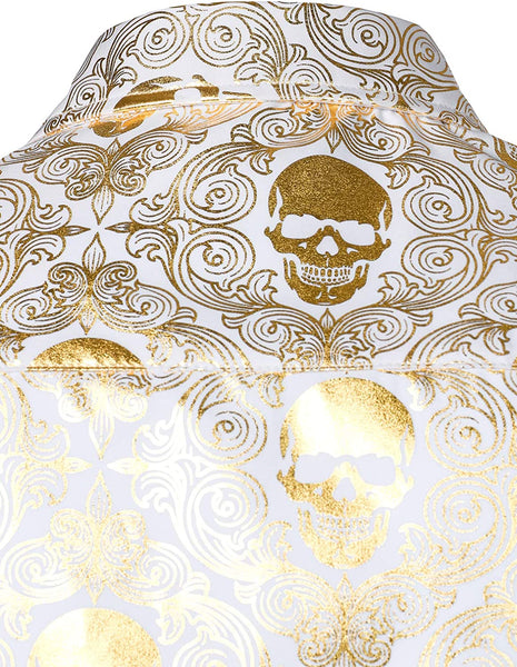 Men's Whitegold Luxury Design Skull Button Down Paisley Shirts