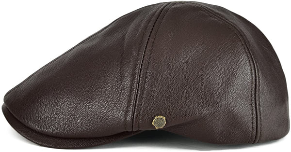 Lambskin Leather Light Brown Newsboy Hat