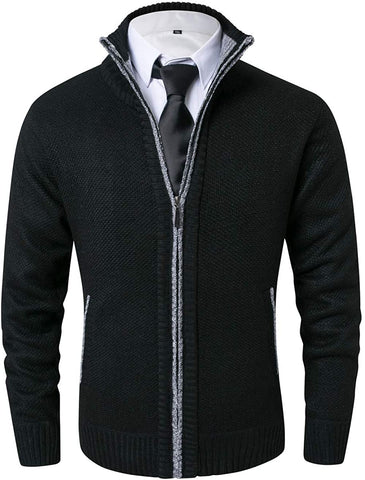 Men's Classic Black Soft Knitted Cardigan Sweaters