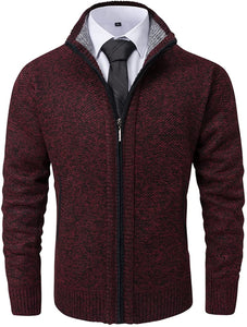 Men's Classic Brick Red Soft Knitted Cardigan Sweaters