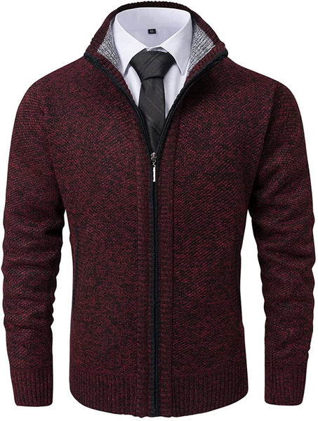 Men's Classic Brick Red Soft Knitted Cardigan Sweaters