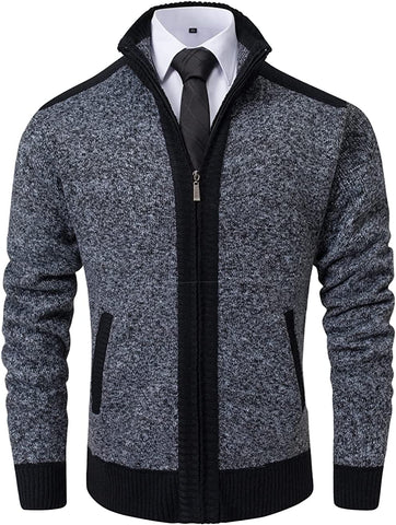 Men's Classic Dark Grey Soft Knitted Cardigan Sweaters