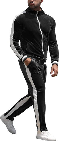 Athletic 2pc Black Full Zip Men's Tracksuit