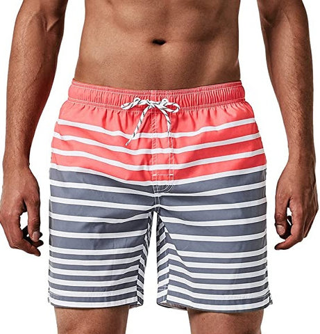 Men's Pink and Grey Swim Shorts