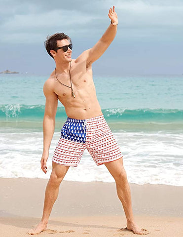 Men's Flag Red Swim Shorts