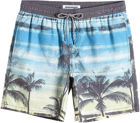 Men's Slim Fit Bathing Tree Blue Swim Short