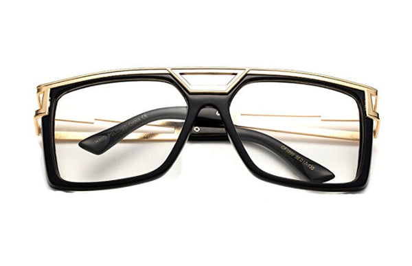 Men's Designer Hip Hop Style Clear Black/Gold Frames