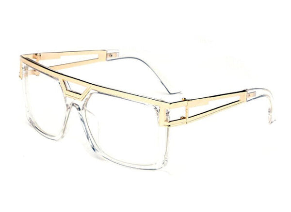 Men's Designer Hip Hop Style Clear Black/Gold Frames