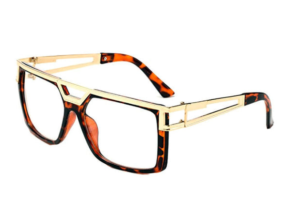 Men's Designer Hip Hop Style Clear Gold Frames