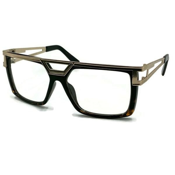 Men's Designer Hip Hop Style Clear Gold Frames