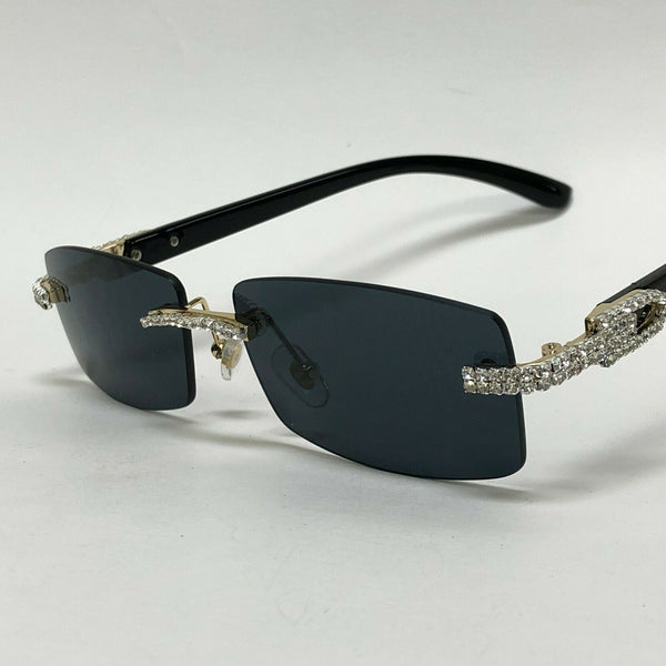 Men's Designer Style Clear Square Studded Frames