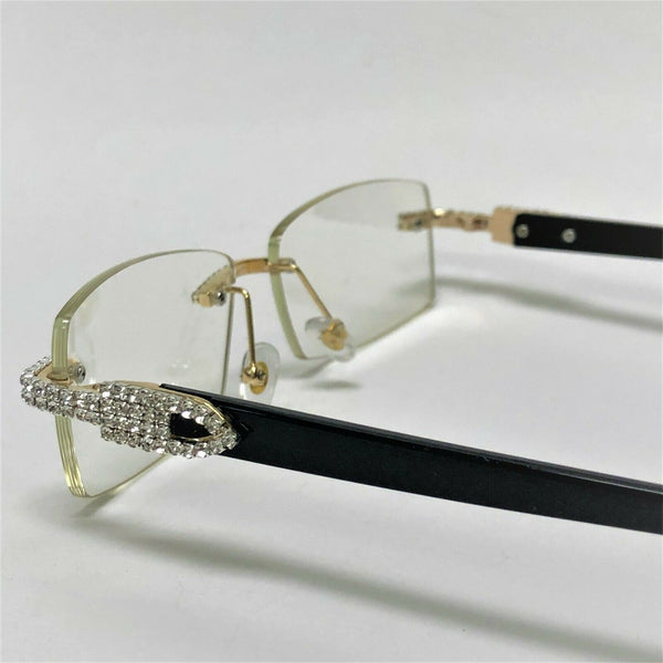 Men's Brown Designer Style Clear Square Studded Frames