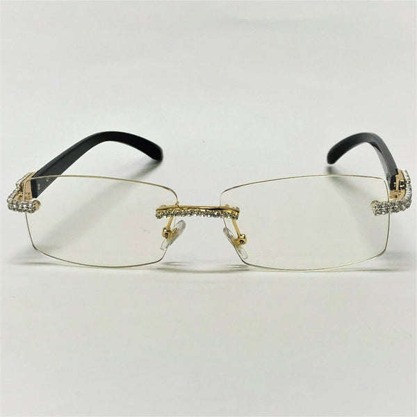 Men's Brown Designer Style Clear Square Studded Frames