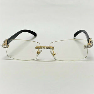 Men's Designer Style Clear Square Studded Frames