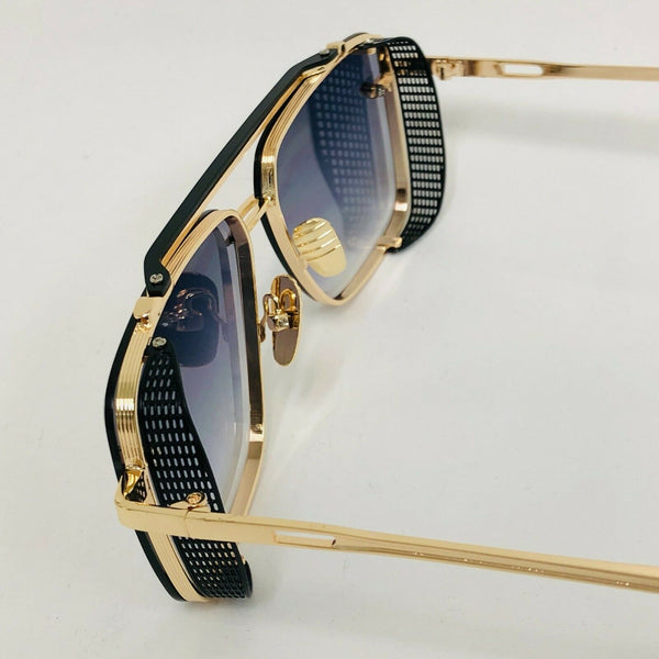 Men's Square Black Gradient with Gold Detail Sunglasses