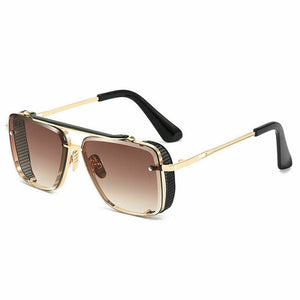 Men's Square Brown Gradient with Gold Detail Sunglasses