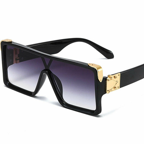 Black Square Gold Frame Gradient Sunglasses