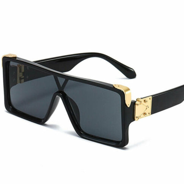 Black Square Gold Frame Gradient Sunglasses