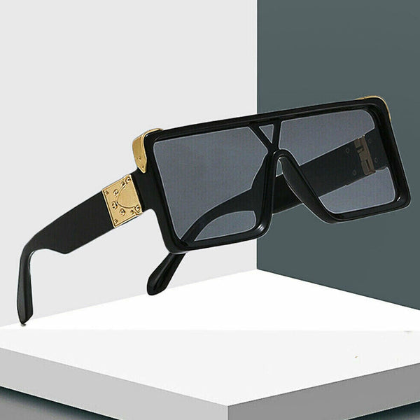 Black Square Gold Frame Gradient Sunglasses