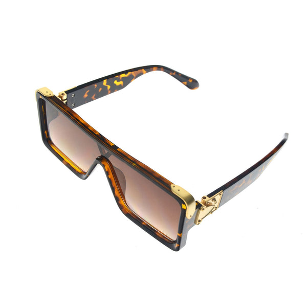 Black Square Gold Frame Gradient Sunglasses