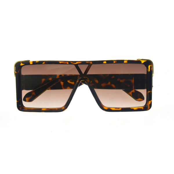 Black Square Gold Frame Gradient Sunglasses