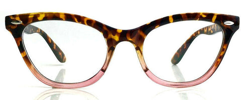 Tortoise & Pink Ombre Cat Eye Clear Lens Two Tone Glasses