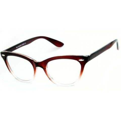 Luscious Brown Cat Eye Clear Ombre Eyeglasses