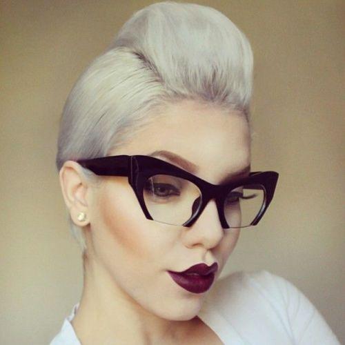 White Cat Eye Style Clear Semi Rimless Glasses